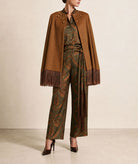 Themis Z | Camel wool-cashmere embellished Antiope fringed cape