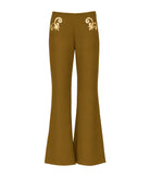 Themis Z | Khaki Selene flared pants with gold foil