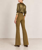 Themis Z | Khaki Selene flared pants with gold foil