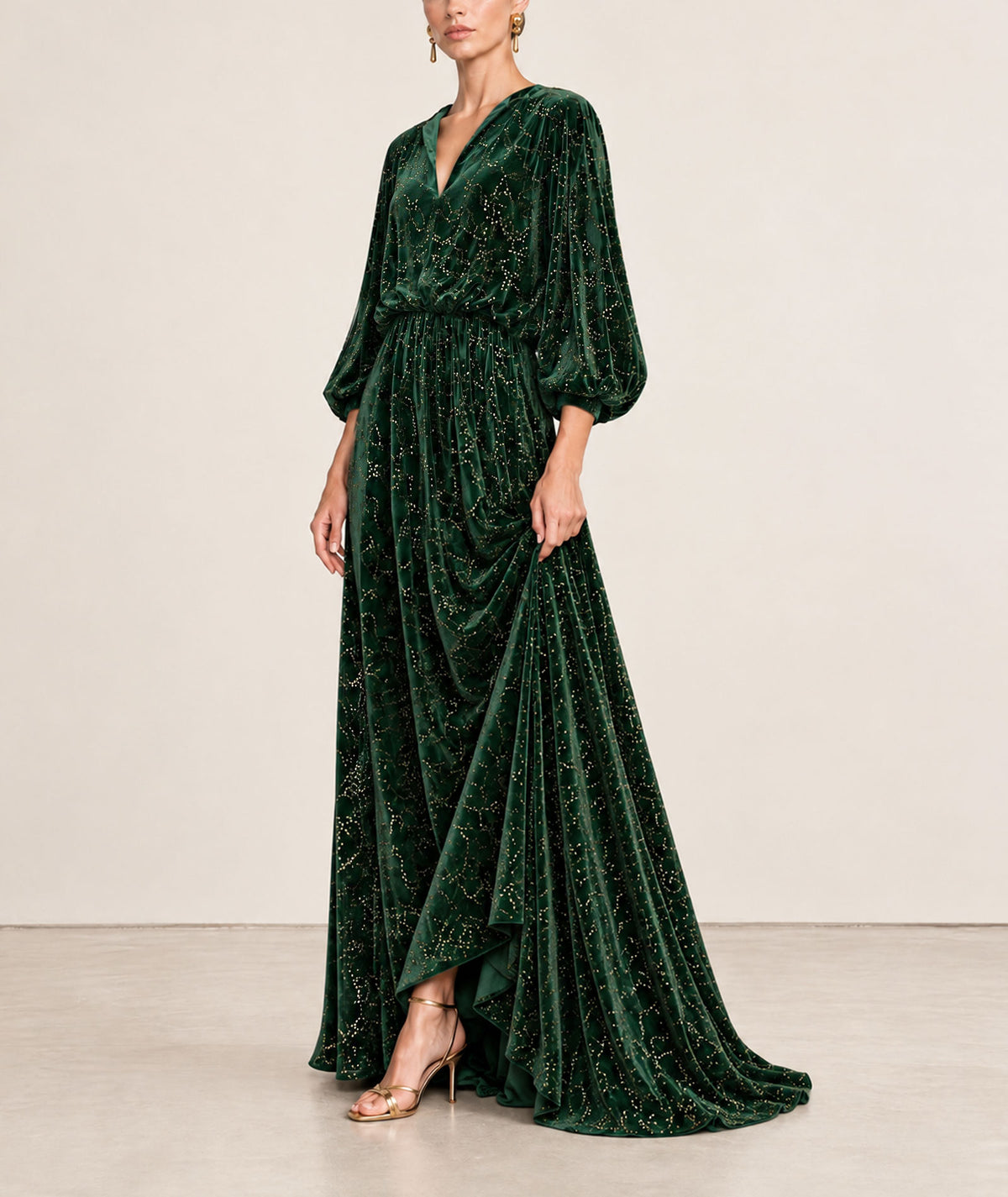 Themis Z | Green beaded Iris maxi dress