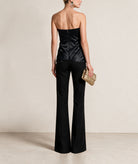 Costarellos | Black silk-blend mikado draped strapless Lyza top