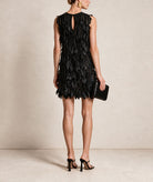 Costarellos | Black tulle Luneth mini dress with crystals and feathers
