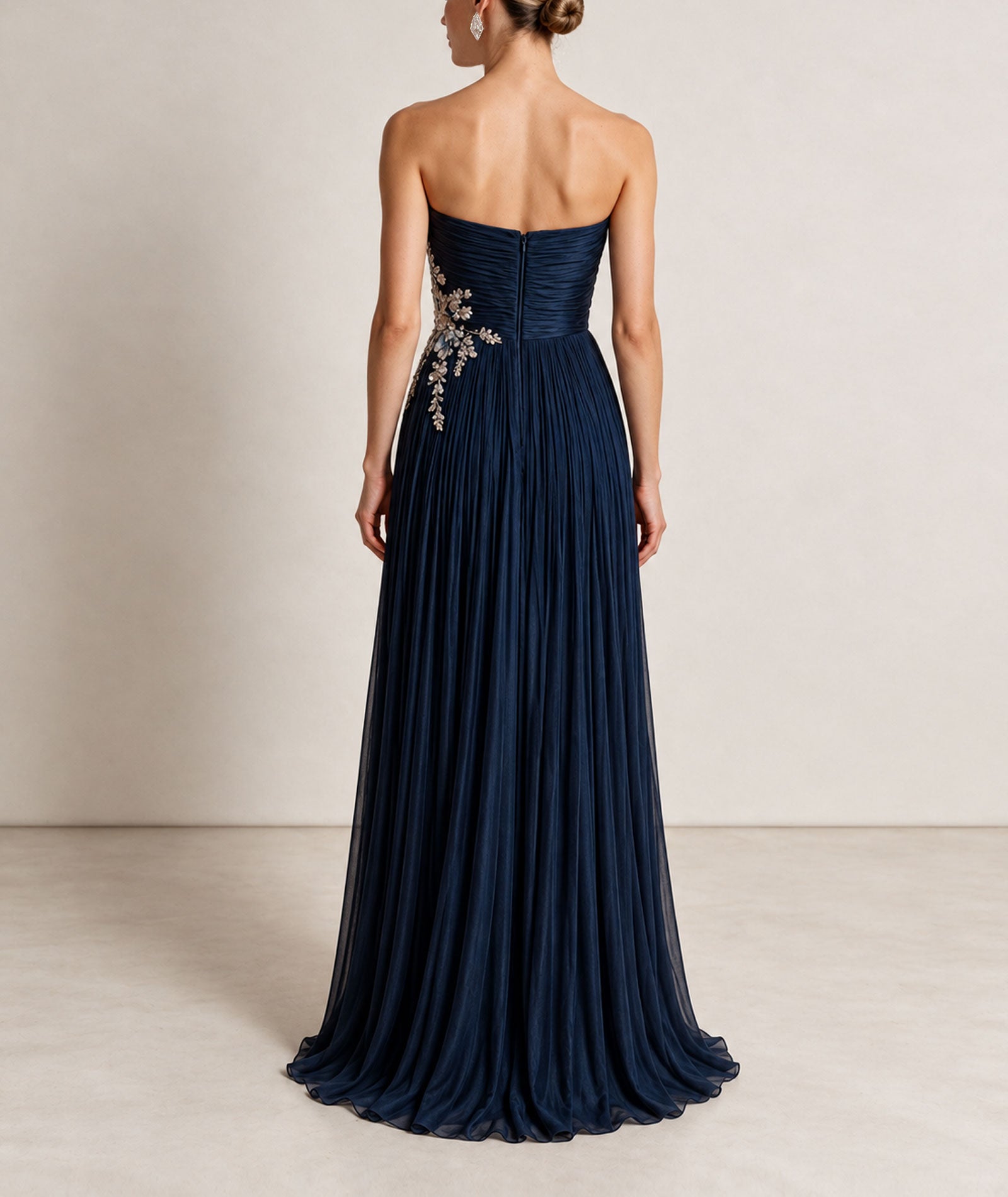 Costarellos | Blue lurex georgette sequined strapless Lenina gown