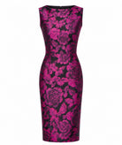 Maison Zoulias | Fuchsia floral jacquard Jacky midi dress