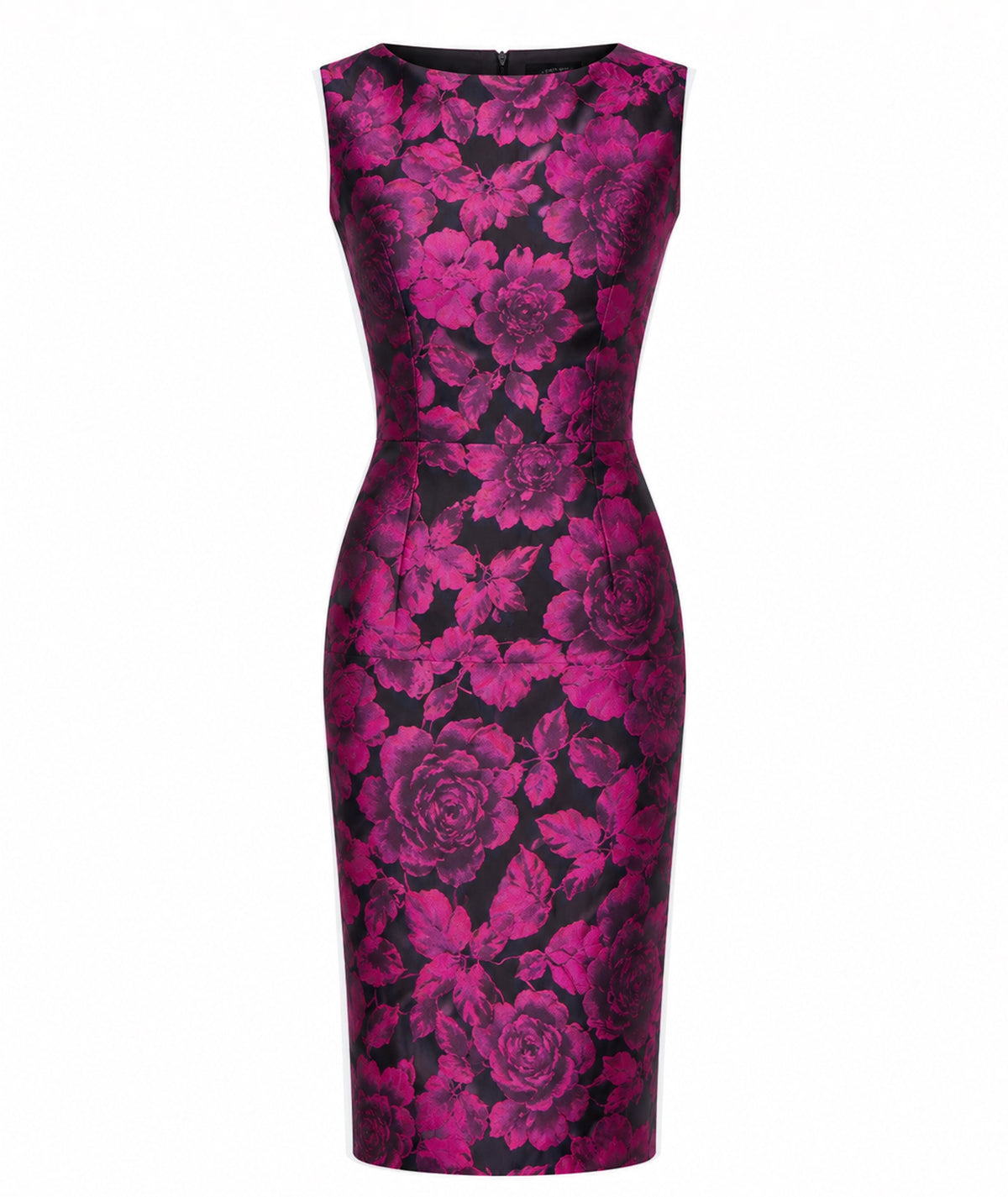 Maison Zoulias | Fuchsia floral jacquard Jacky midi dress