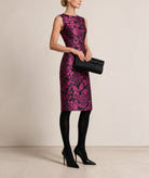 Maison Zoulias | Fuchsia floral jacquard Jacky midi dress