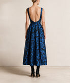 Maison Zoulias | Blue floral jacquard Sandy midi dress