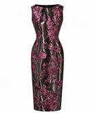 Maison Zoulias | Fuchsia floral metallic Jacky midi dress