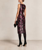 Maison Zoulias | Fuchsia floral metallic Jacky midi dress