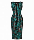 Maison Zoulias | Green floral metallic Jacky midi dress