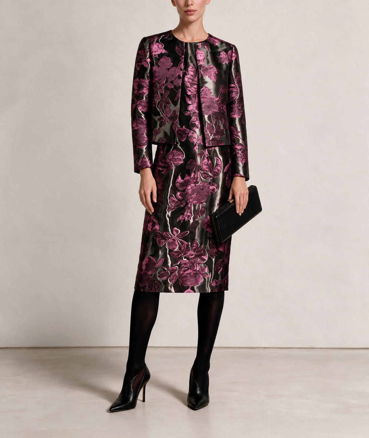 Maison Zoulias | Fuchsia floral metallic Gabrielle jacket