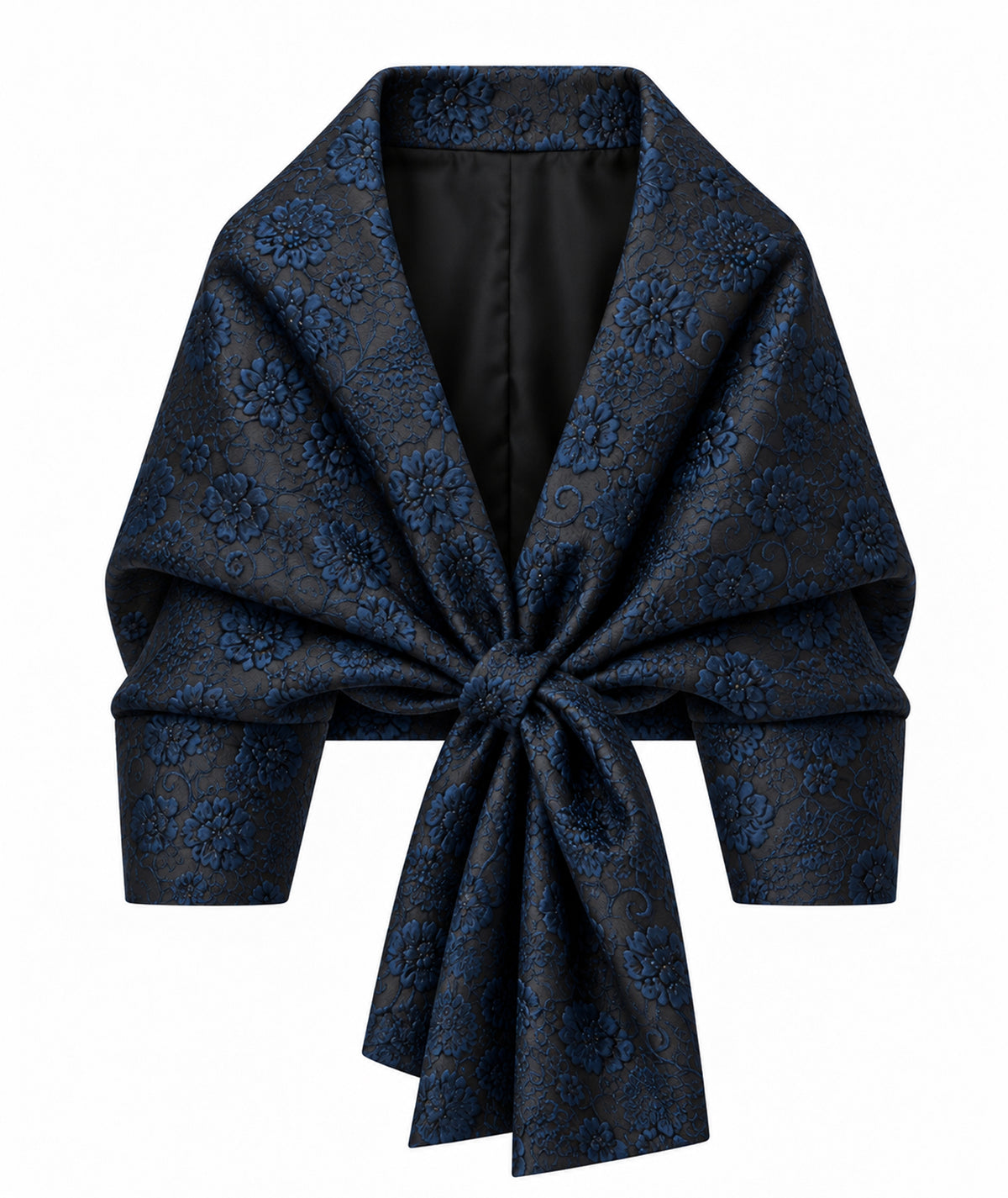 Maison Zoulias | Navy blue brocade Palmina shawl