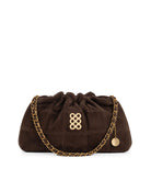 Kooreloo | Dark brown suede quilted Milano Pouch bag