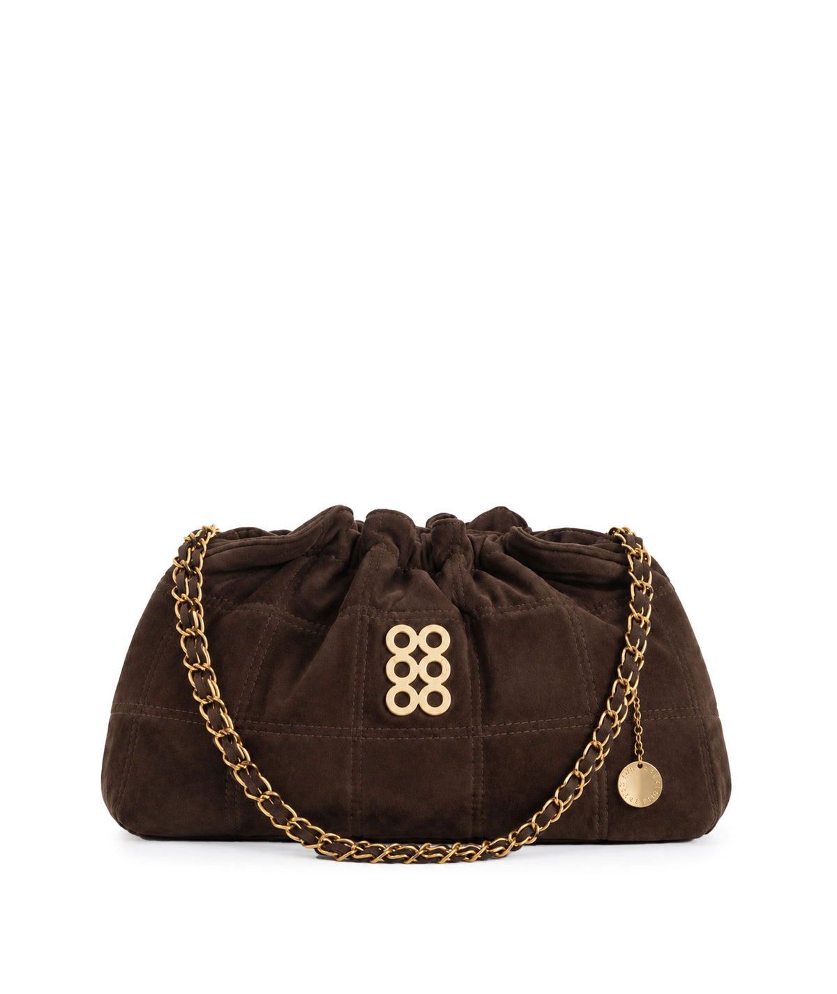 Kooreloo | Dark brown suede quilted Milano Pouch bag