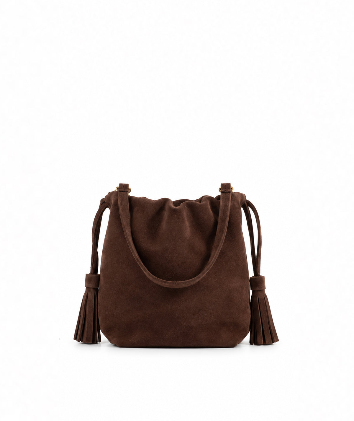 Kooreloo | Dark brown suede Chatterbox Bucket bucket bag