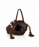 Kooreloo | Dark brown suede Chatterbox Bucket bucket bag