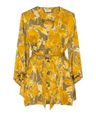Nidodileda | Mustard printed belted Verity shirt Nidodileda