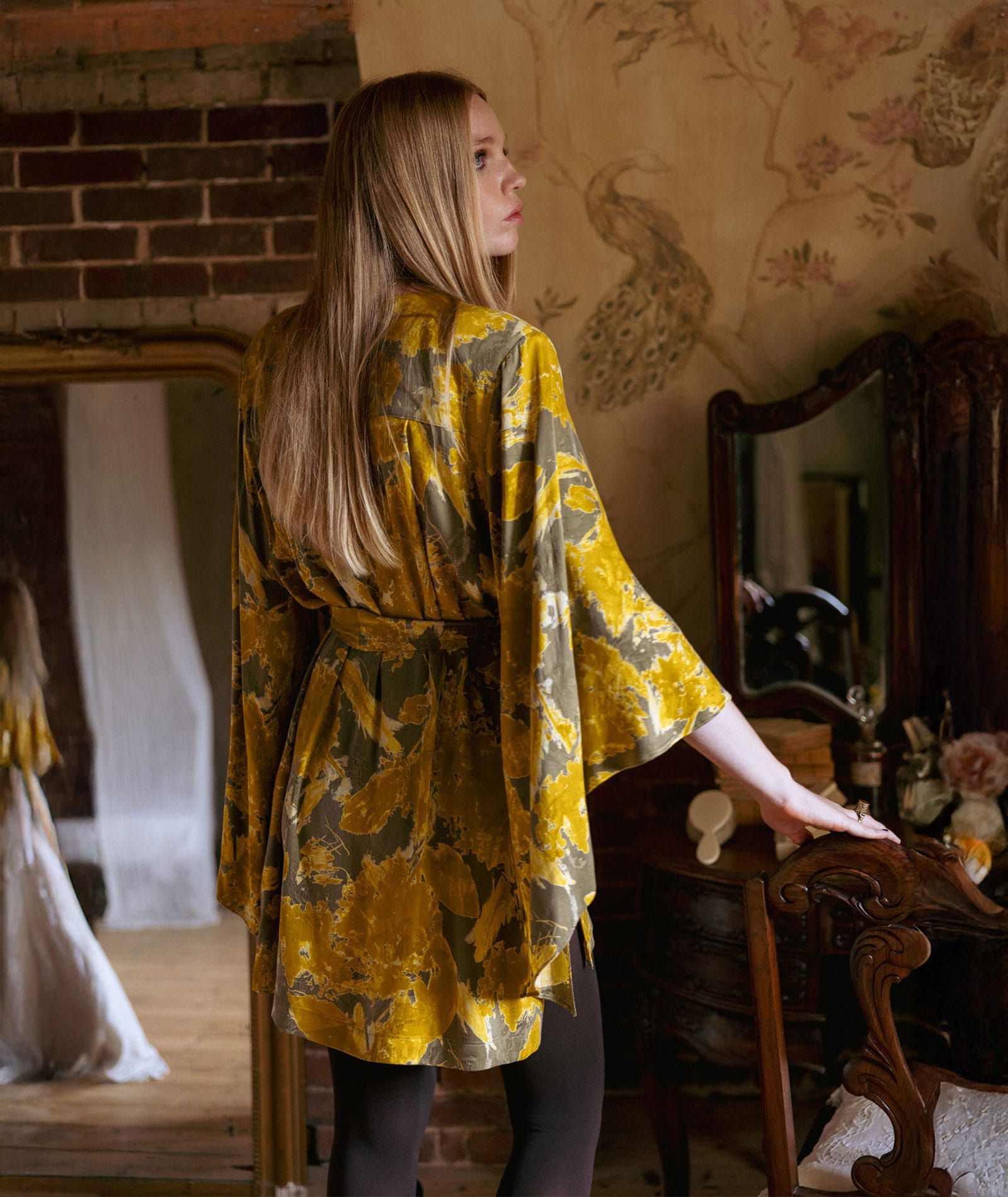 Nidodileda | Mustard printed belted Verity shirt Nidodileda