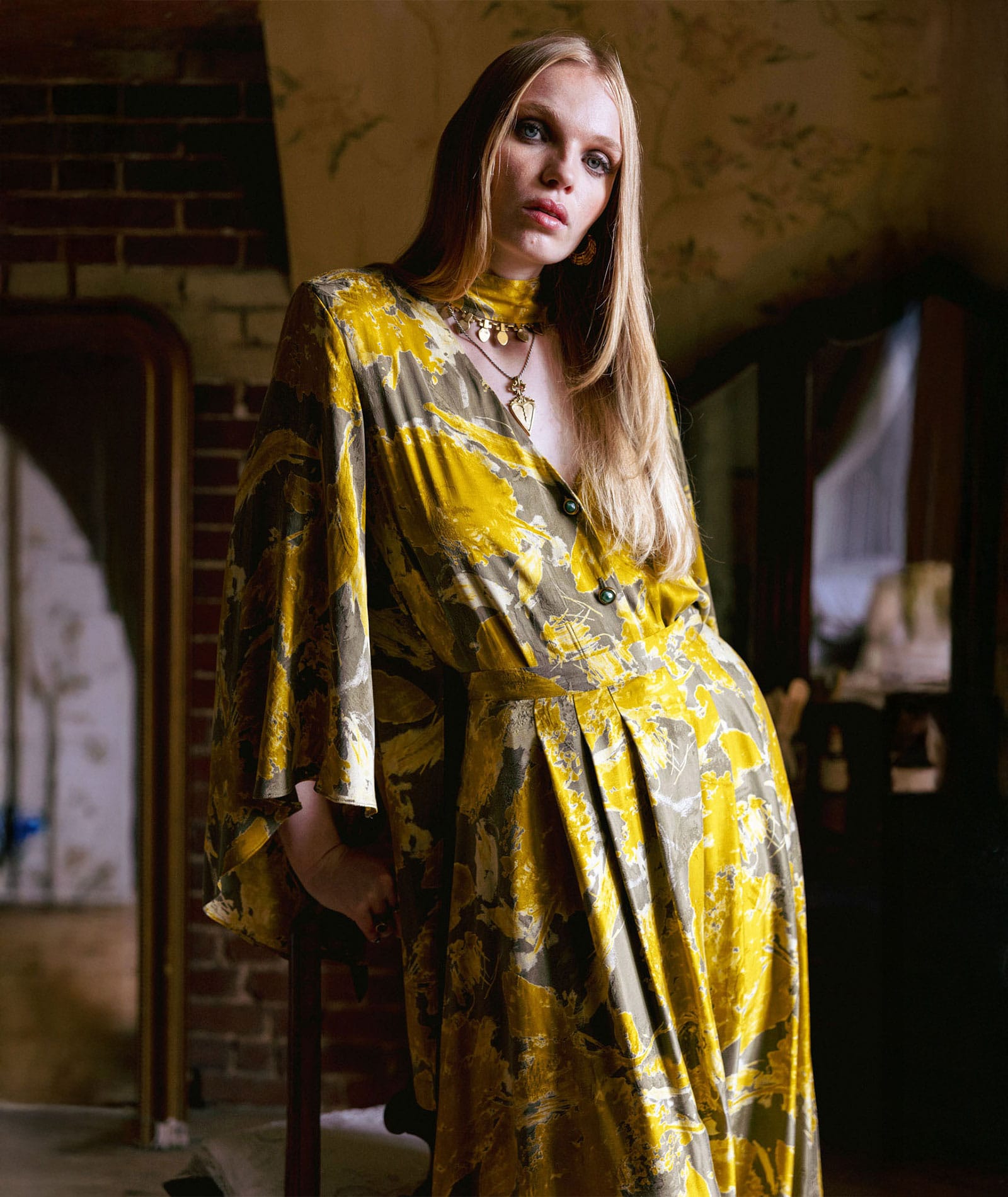 Nidodileda | Mustard printed Verity maxi skirt Nidodileda