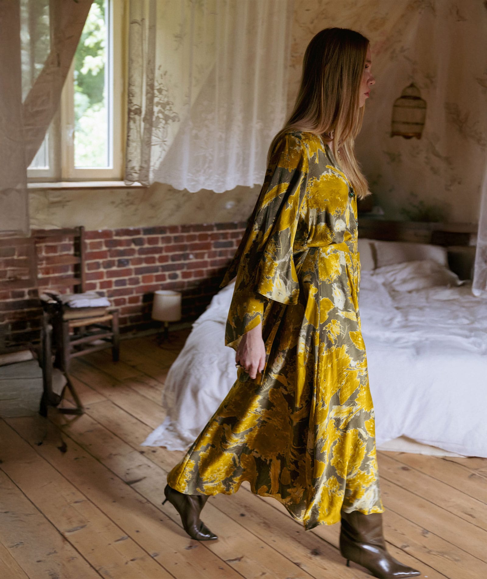 Nidodileda | Mustard printed Verity maxi skirt Nidodileda
