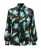 Stelios Koudounaris | Black floral scarf shirt Stelios Koudounaris