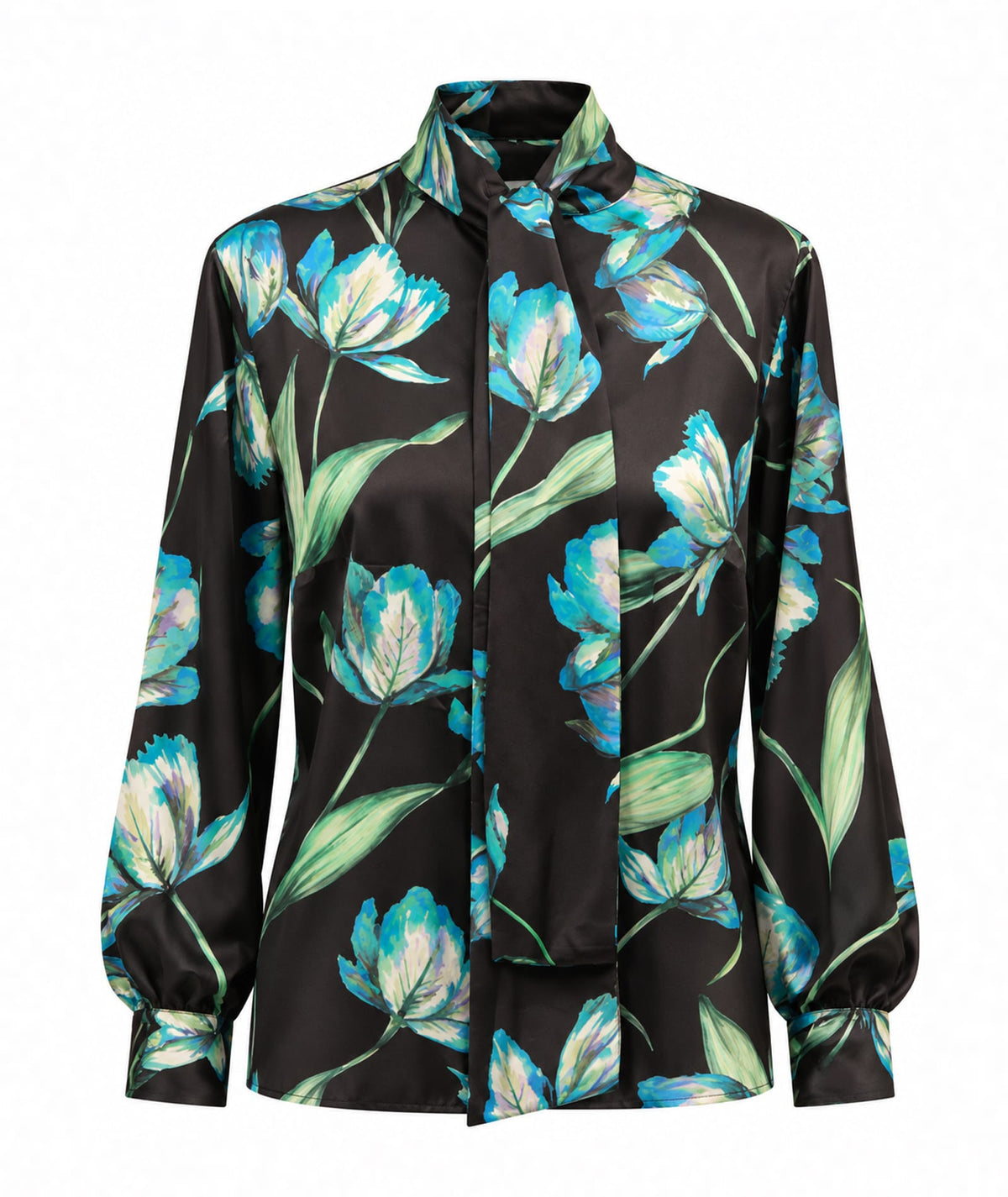 Stelios Koudounaris | Black floral scarf shirt Stelios Koudounaris