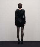 Stelios Koudounaris | Black velvet draped mini dress Stelios Koudounaris