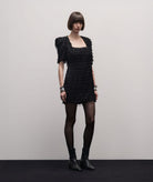Stelios Koudounaris | Black fringed square-neck mini dress Stelios Koudounaris