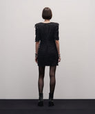 Stelios Koudounaris | Black fringed square-neck mini dress Stelios Koudounaris