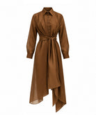 Stelios Koudounaris | Brown silk-blend asymmetric scarf shirt Stelios Koudounaris