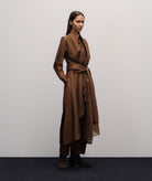 Stelios Koudounaris | Brown silk-blend asymmetric scarf shirt Stelios Koudounaris