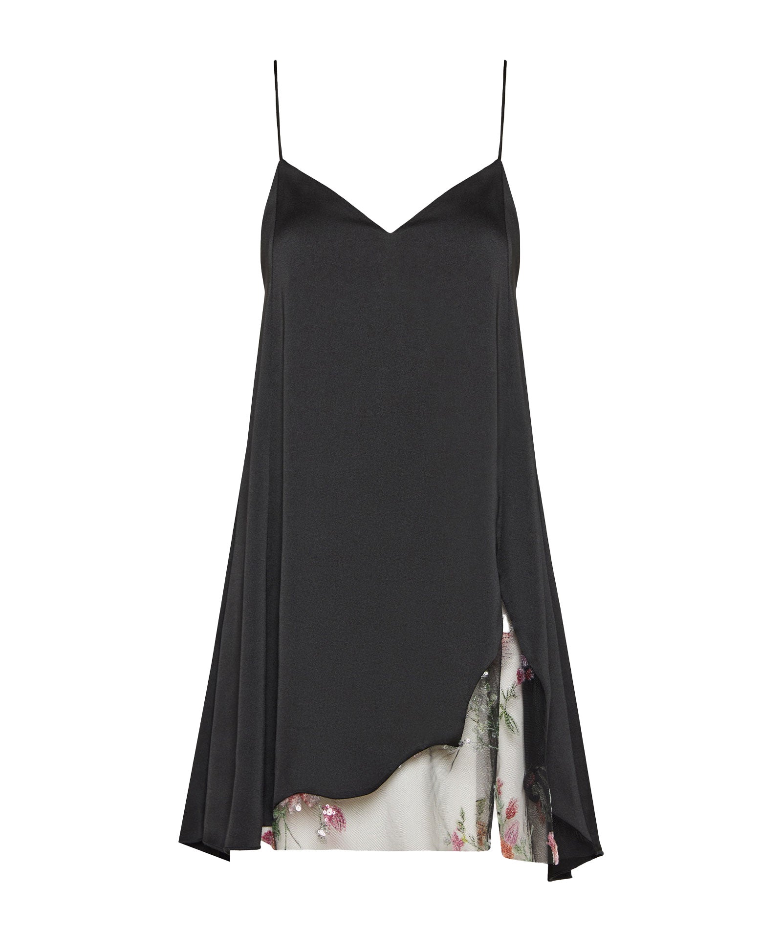 Nidodileda | Black satin sequined-lace embellished Itiel mini dress