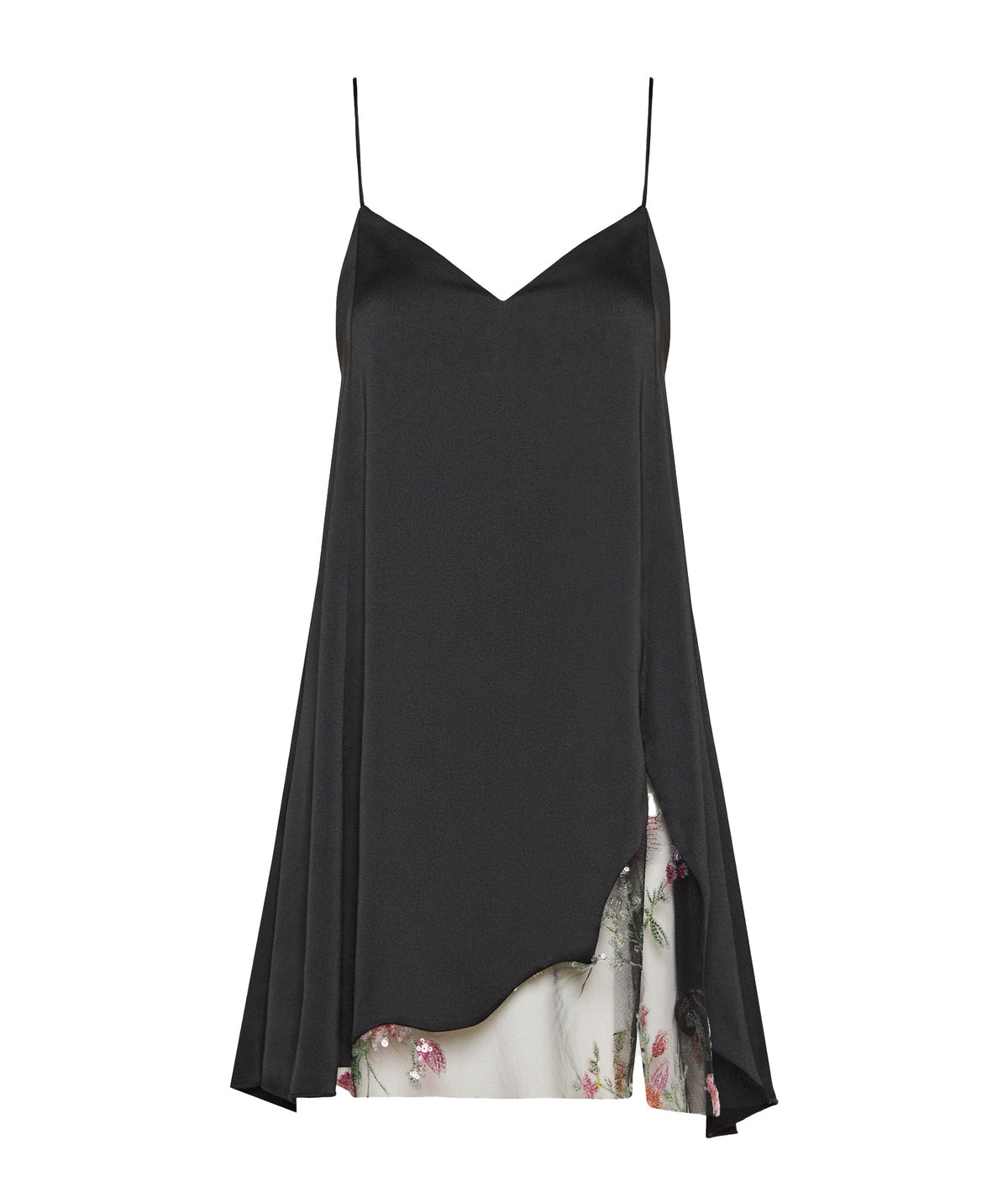 Nidodileda | Black satin sequined-lace embellished Itiel mini dress