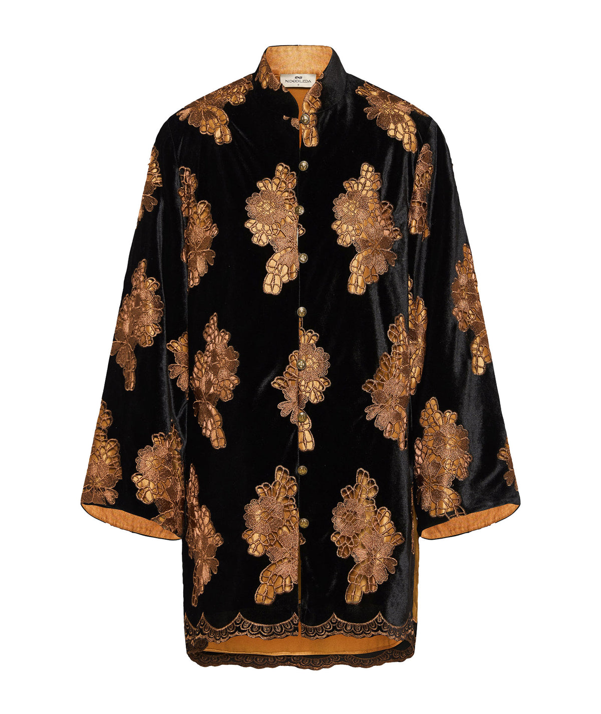 Nidodileda | Black crochet velvet Lindsay blazer dress