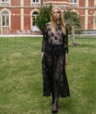 Nidodileda | Black lace floral-embellished Rubin midi dress
