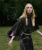 Nidodileda | Multicolor embossed velvet printed Annamae cape