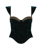 Nidodileda | Green velvet embellished Edmar bustier