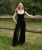 Nidodileda | Black velvet wide-leg Sheree pants