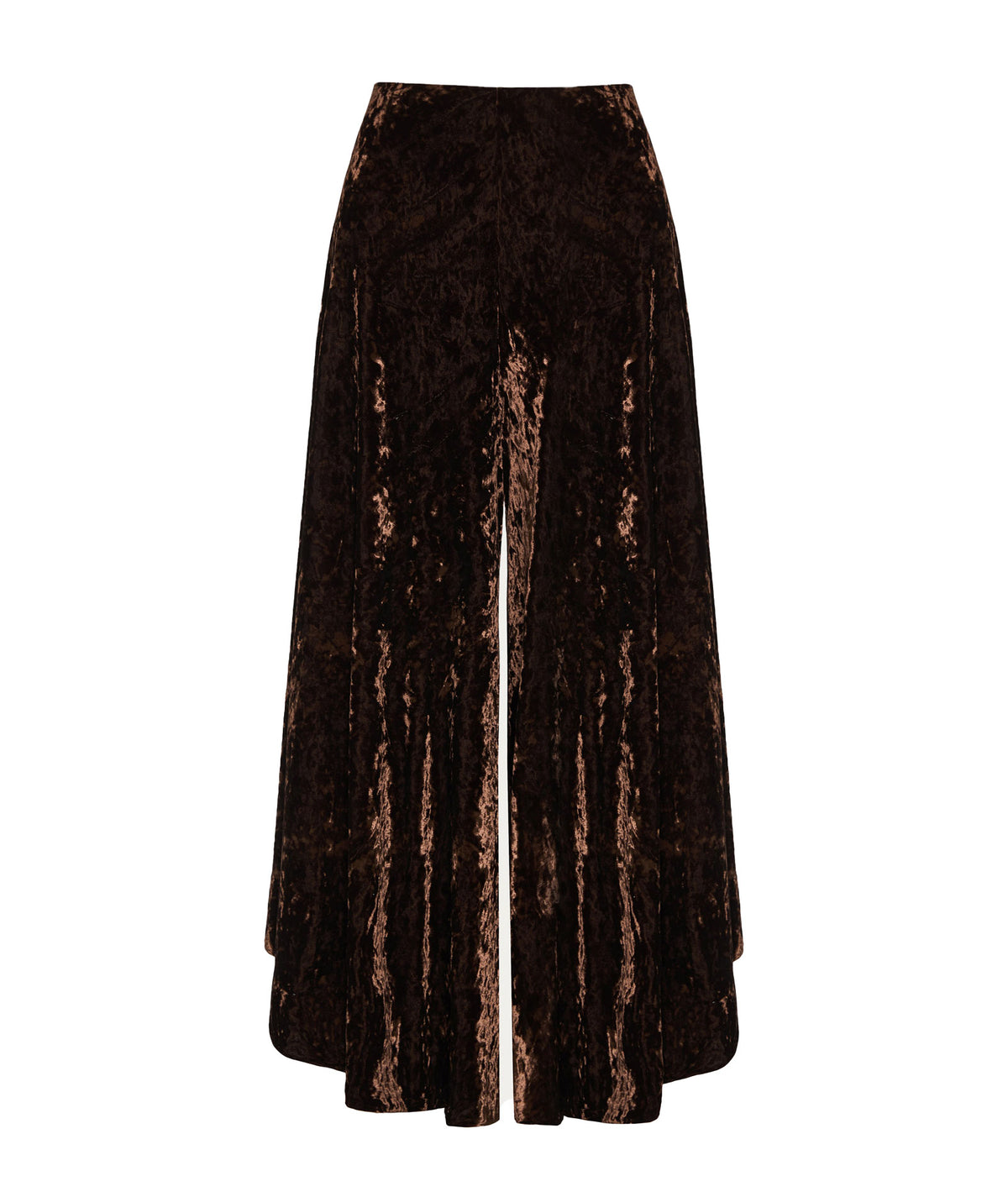Nidodileda | Brown velvet asymmetric Celeste pants