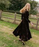 Nidodileda | Brown velvet asymmetric Celeste pants