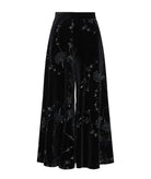 Nidodileda | Black beaded velvet asymmetric Orlene pants