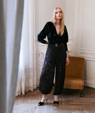Nidodileda | Black beaded tulle Raziel balloon pants