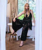 Nidodileda | Black beaded tulle Raziel balloon pants