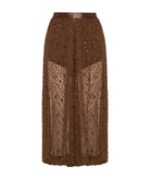 Nidodileda | Brown beaded tulle Alia balloon pants