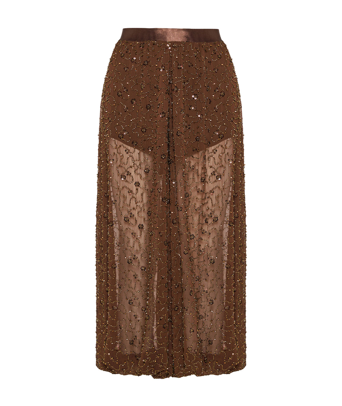 Nidodileda | Brown beaded tulle Alia balloon pants