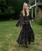 Nidodileda | Multicolor embossed velvet printed Annamae skirt