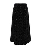 Nidodileda | Black beaded velvet asymmetric Adelynn skirt