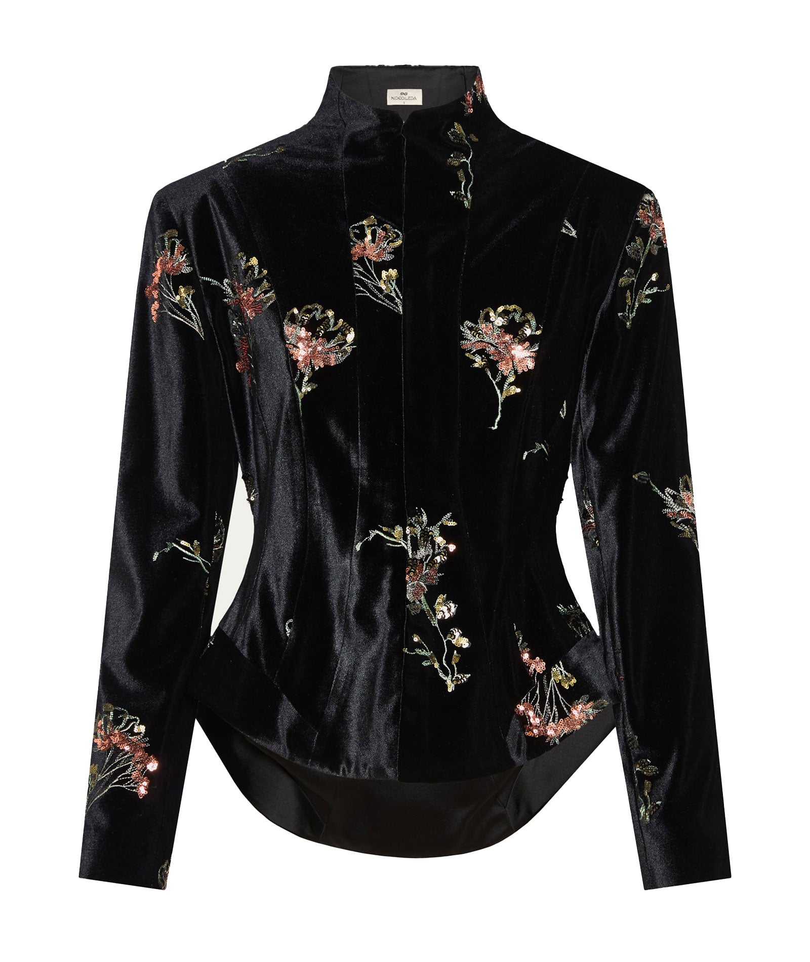 Nidodileda | Black velvet floral-sequined Noev jacket