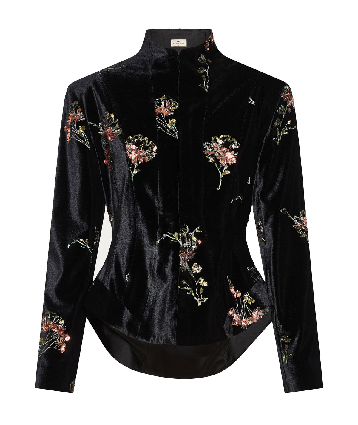 Nidodileda | Black velvet floral-sequined Noev jacket