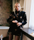 Nidodileda | Black velvet floral-sequined Noev jacket